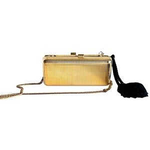 Vintage Columbine Evening Bag | Shiney Gold Metal with Tassle Size: Os